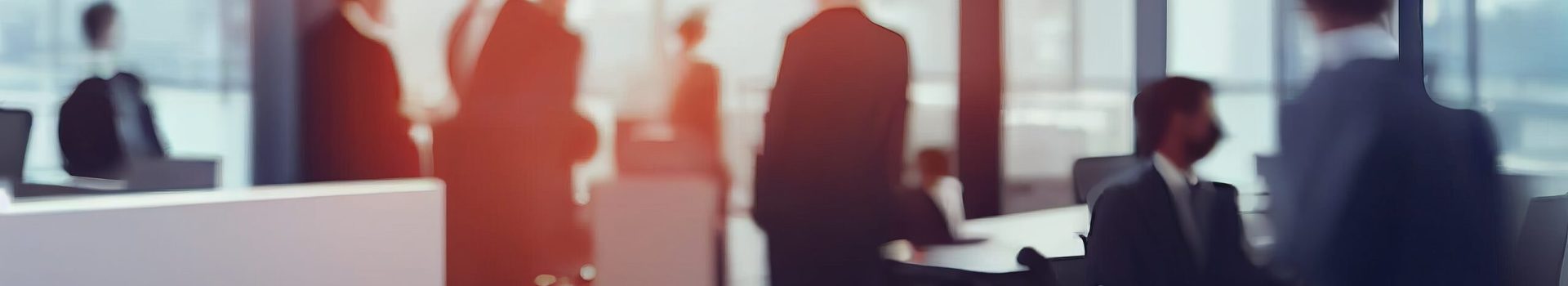 Blurred soft of people meeting at table. business people talking in modern office. Generative AI.